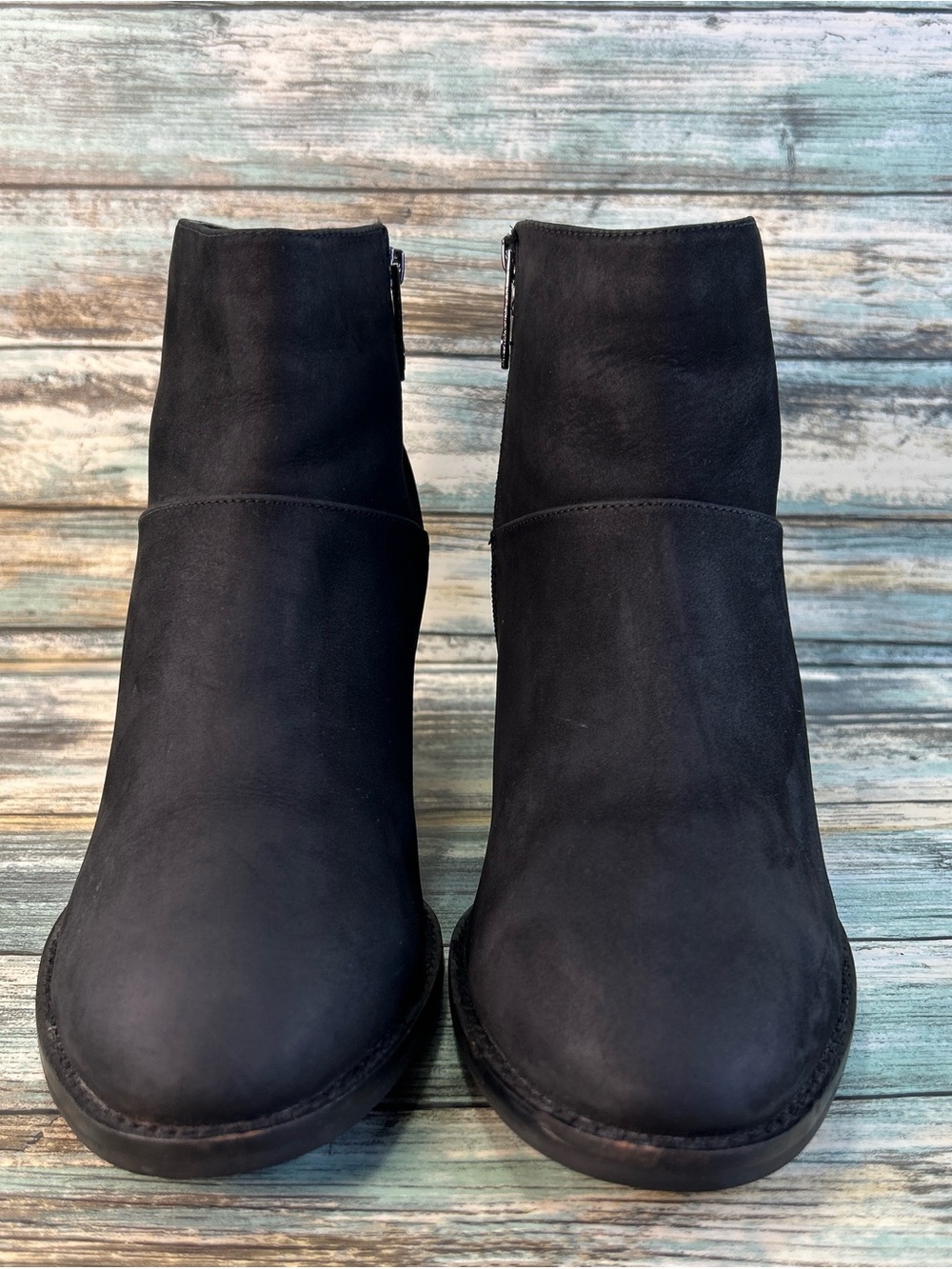 Blondo Nelli Waterproof Leather Ankle Boot Sz 9.5 Black Block Heel Dress Bootie